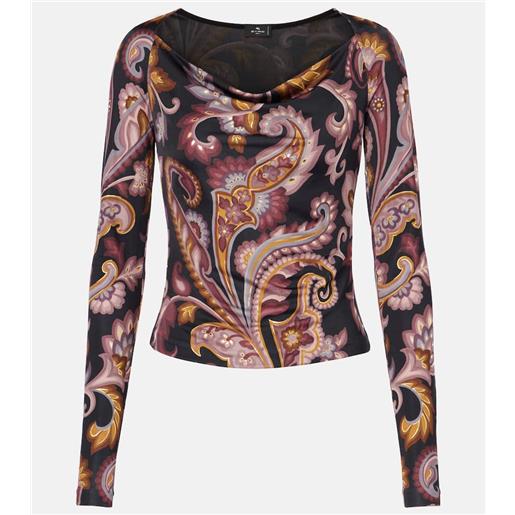 Etro top in jersey con stampa paisley