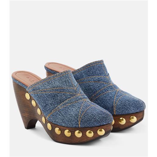Alaia alaã¯a mules le sabot in denim