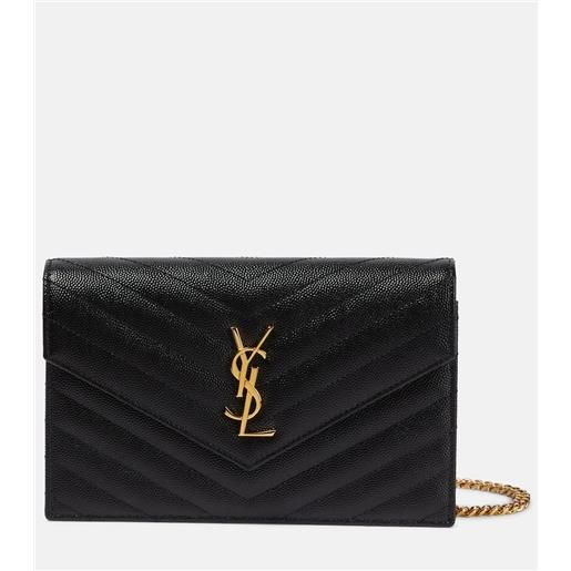 Saint Laurent clutch envelope cassandre in pelle con tracolla