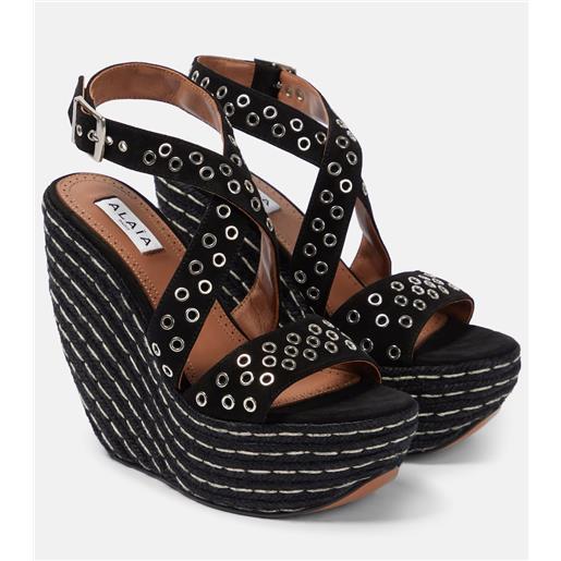 Alaia alaã¯a espadrillas in suede intrecciato