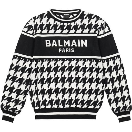 Balmain Kids pullover pied-de-poule con logo