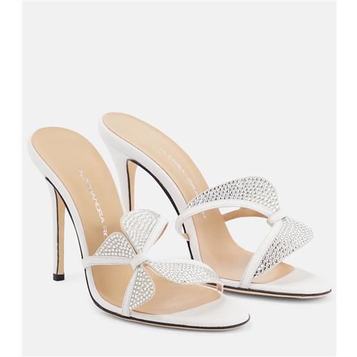Alessandra Rich sandali butterfly in pelle con cristalli