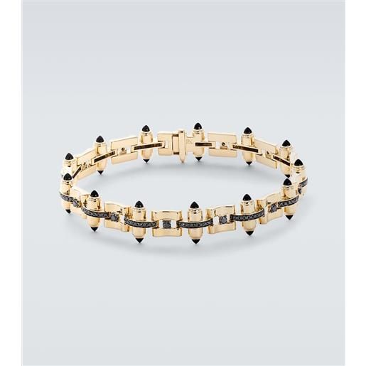 Rainbow K bracciale celeste in oro 14kt con diamanti e onice
