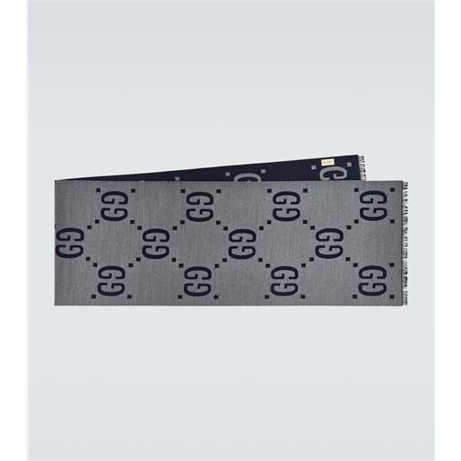 Gucci sciarpa in jacquard di lana e seta gg