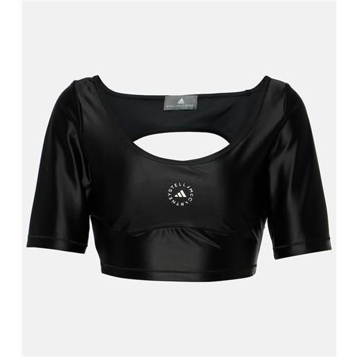 Adidas by Stella McCartney top cropped in tessuto tecnico con logo