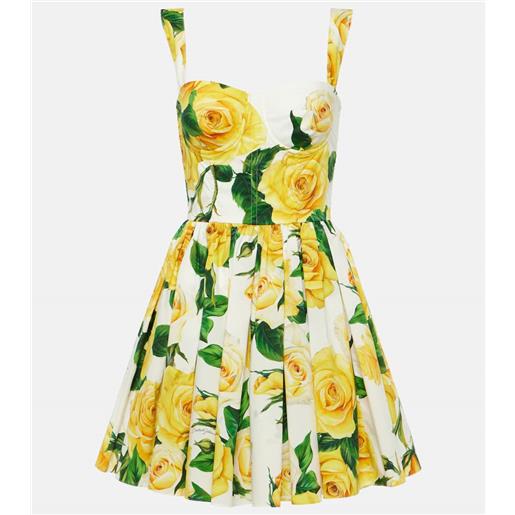 Dolce&Gabbana miniabito in cotone con pieghe e stampa
