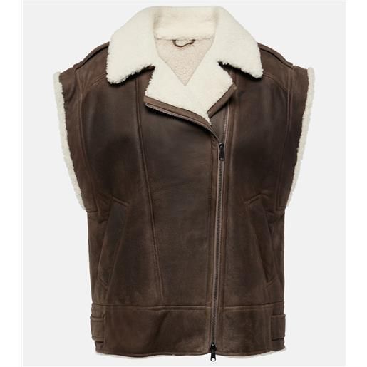 Brunello Cucinelli gilet in pelle con shearling