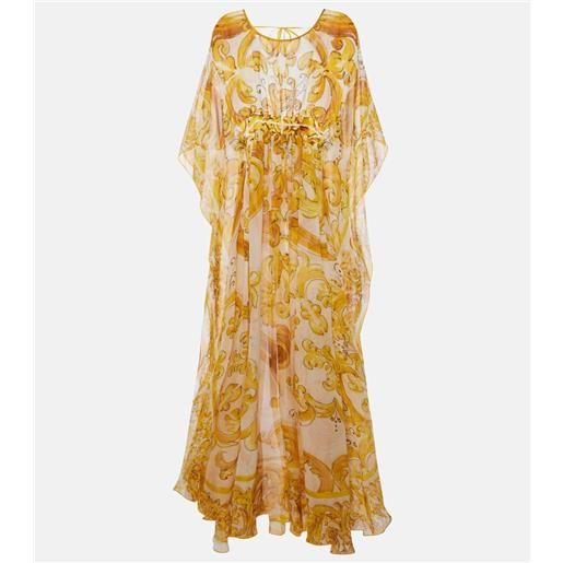 Dolce&Gabbana abito lungo majolica in chiffon di seta