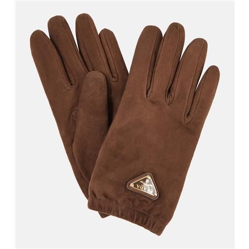 Prada guanti in suede con logo