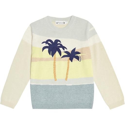 Bonpoint pullover azuro con ricamo