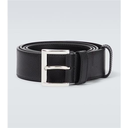 Prada cintura in pelle saffiano con logo