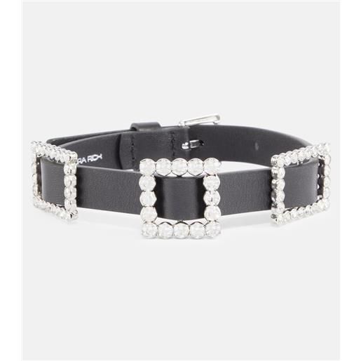 Alessandra Rich choker in pelle con cristalli