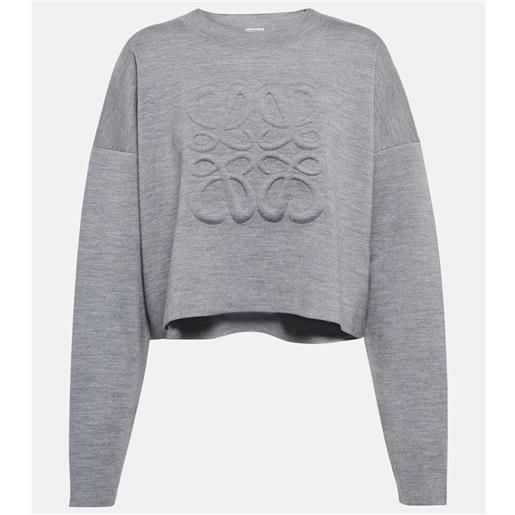 Loewe pullover cropped anagram in misto lana
