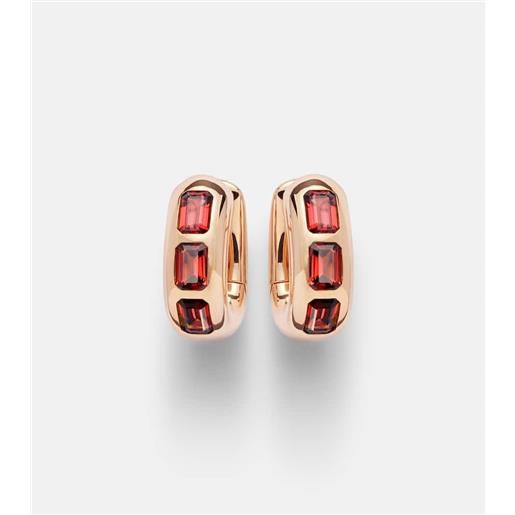 Pomellato orecchini iconica in oro rosa 18kt con granati piropo