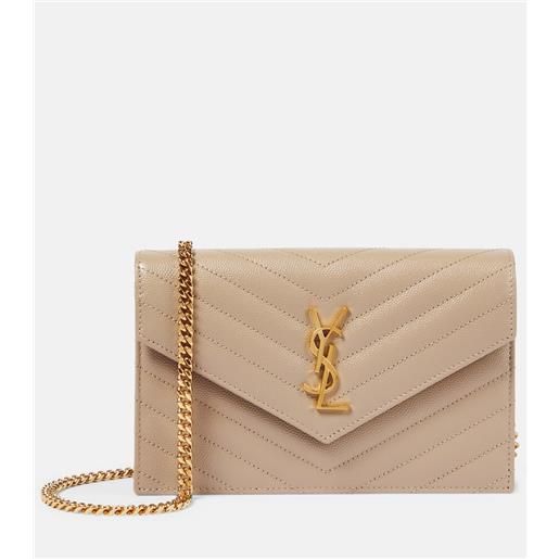 Saint Laurent clutch envelope cassandre in pelle con tracolla