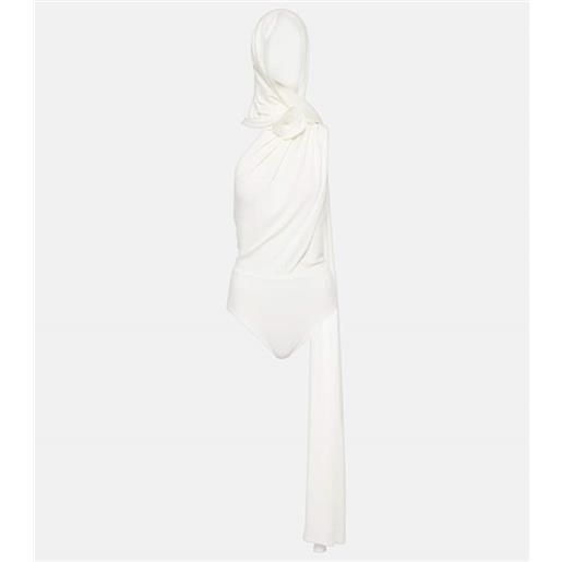 Magda Butrym body con applicazione floreale e cappuccio