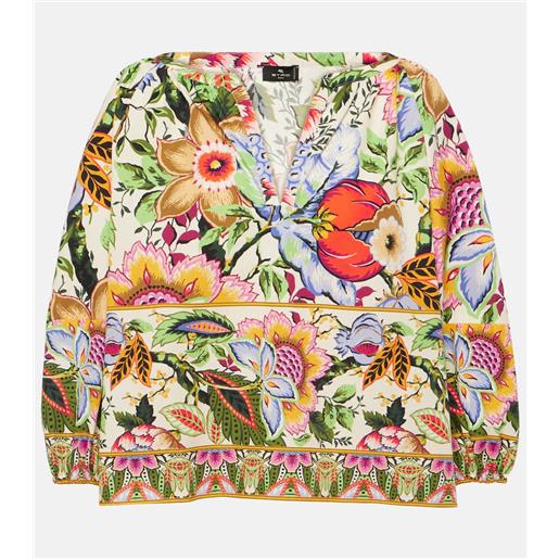 Etro top cropped in cotone con stampa