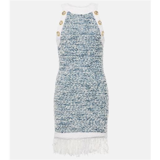 Balmain miniabito in tweed con frange