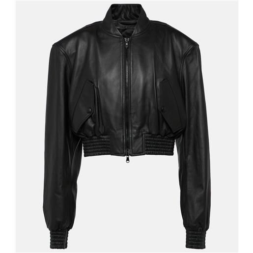 Wardrobe.NYC bomber cropped in pelle