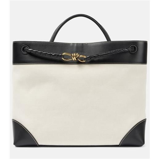 Bottega Veneta borsa andiamo large in canvas con pelle