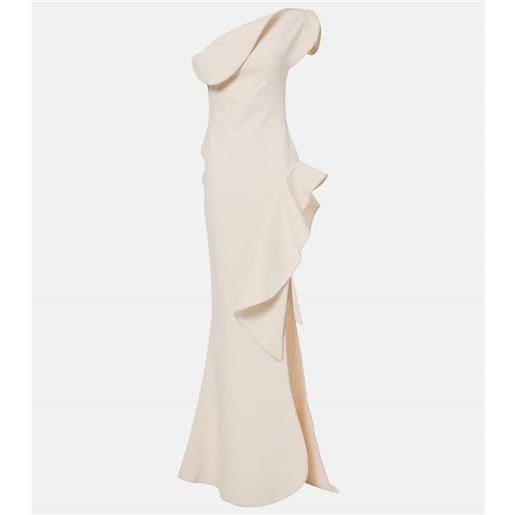 Maticevski abito lungo monospalla provenance con volant