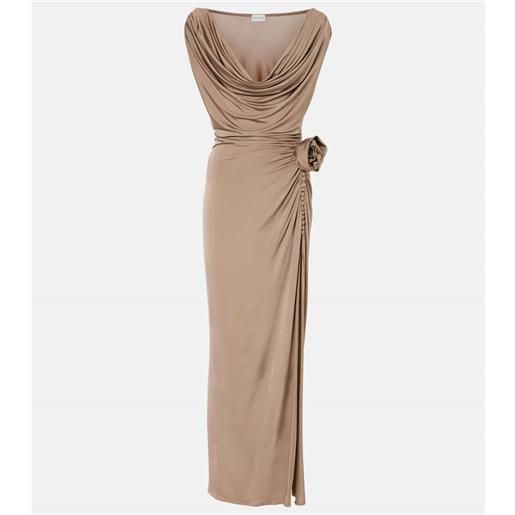 Magda Butrym abito midi in jersey con applicazione floreale