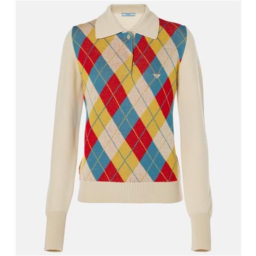 Prada polo argyle in lana con intarsi