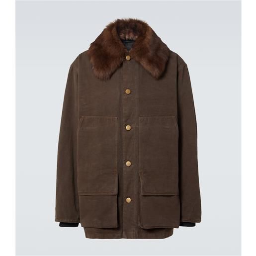 Prada giacca in canvas di cotone con shearling