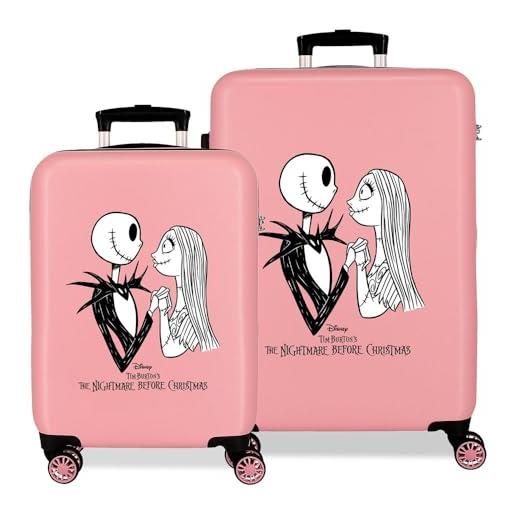 Disney joumma Disney nightmare set di valigie rosa 55/68 cm rigido 4,8 kg chiusura a combinazione laterale abs 4,8 kg 90 l bagaglio a mano, rosa, taglia unica, set di valigie