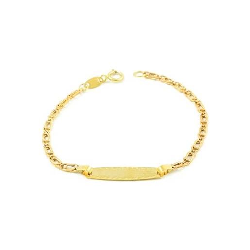 Monde Petit - bracciale bebè bambini ragazza oro giallo 9k personalizzata schiava occhio di tigre opaco brillante 12 cm - scatola regalo - certificato di garanzia
