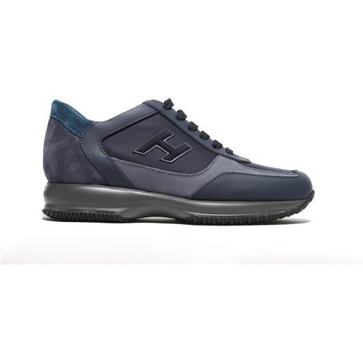 Hogan sneaker interactive in pelle e suede blu/azzurro
