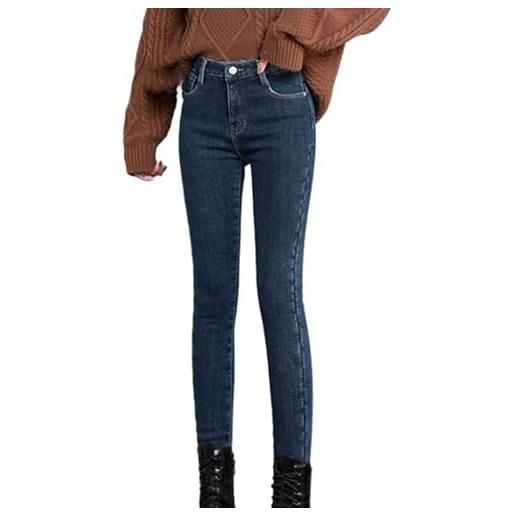 Generico leggins color carne pantaloni termici donna neve jeggings in denim in pile termico leggings in jeans elasticizzati a vita alta leggings caldi e skinny leggins invernali donna (light blue, m)