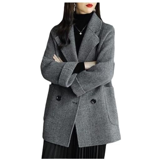 Goolecrimp donna autunno e inverno cappotto business casual cardigan giacca cappotto spesso inverno pisello grigio scuro xl