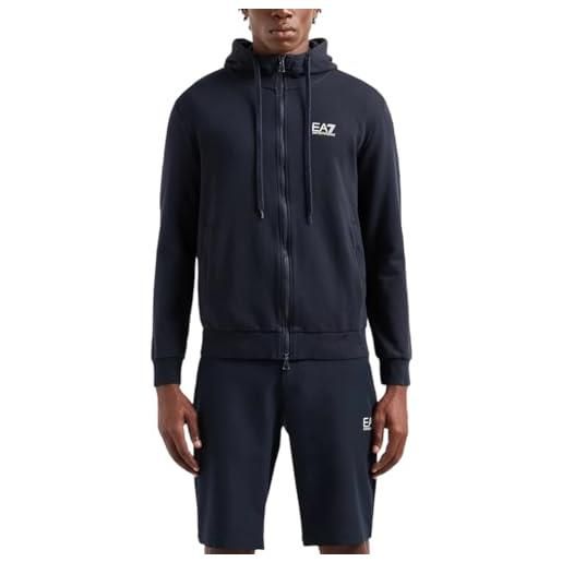 Emporio Armani ea7 felpa con cappuccio da uomo core identity full zip in cotone felpato - 8npm38 (it, testo, xl, regular, regular, blue)