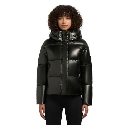 Khujo giacca invernale da donna con cappuccio, calda trapuntata, effetto lucido, con cappuccio rimovibile, devina shiny-ym, xs-xxl, nero , m