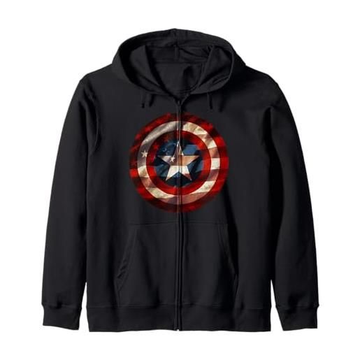 Marvel captain america avengers shield flag felpa con cappuccio