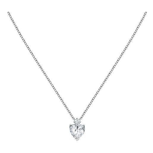 Morellato collana donna in argento 925‰, zircone, collezione tesori, cuore - saiw158