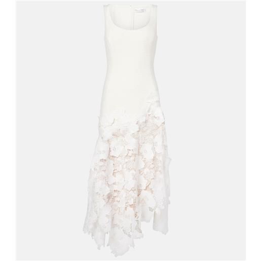 Oscar de la Renta abito midi in tweed e pizzo guipure