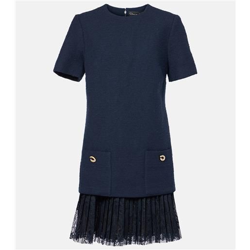 Oscar de la Renta abito corto in tweed e pizzo