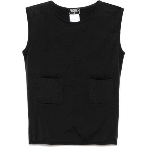 CHANEL Pre-Owned - top smanicato nero 1998 - donna - cotone - 40