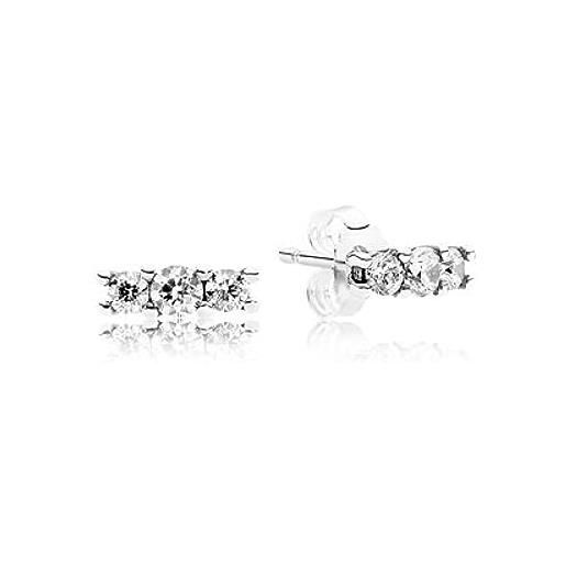 PANDORA timeless orecchini a bottone in argento scintillante con zirconia cubica trasparente, borchie scintillanti