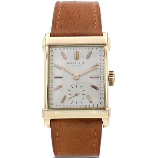 Patek Philippe - orologio rectangular 26,5mm pre-owned 1955 - uomo - oro giallo 18kt/pelle di vitello/vetro minerale (pietre e gemme) - taglia unica -