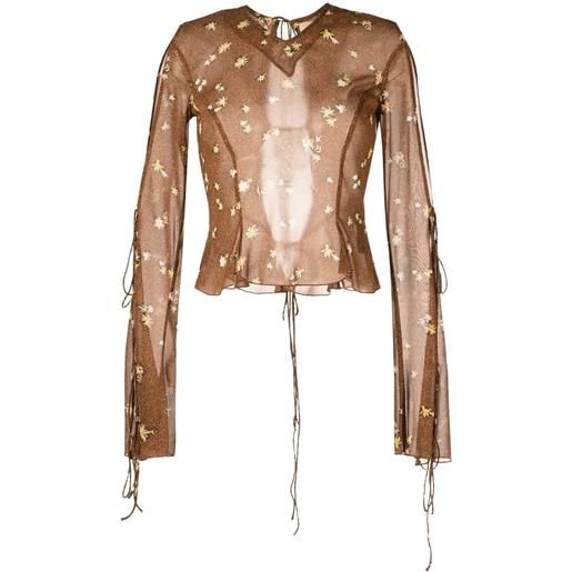 KNWLS blusa a fiori - marrone