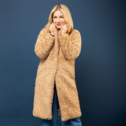 Nina Leonard cappotto in pelo sintetico simil astrakan