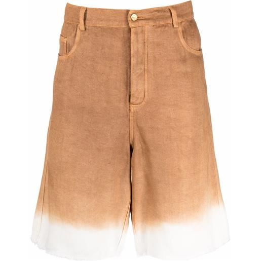 Federico Curradi bermuda denim con fantasia tie dye - marrone