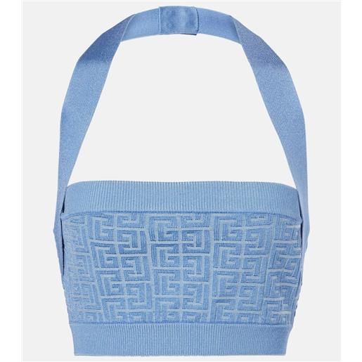 Balmain top cropped con scollo allâamericana