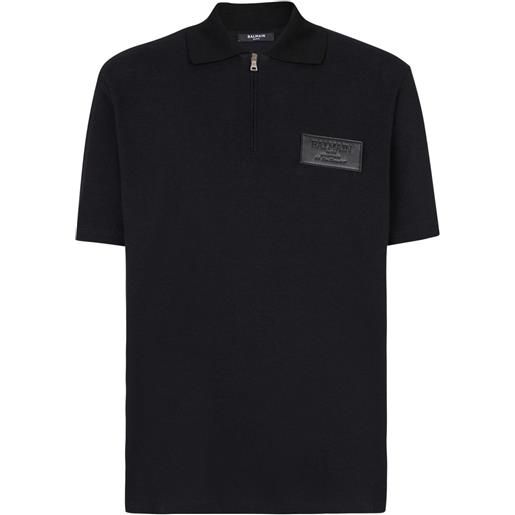 Balmain polo con ricamo logo - nero
