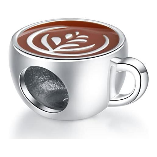 GLOWDAS tazze caffè charm adattano braccialetto per la festa della mamma pandora, fai una pausa latte coffee charm 925 argento sterling coffee tazze perline con smalto, regali per mamma/nonna/pensionamento