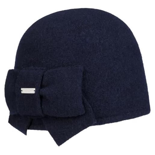 Seeberger litika cappello lana cotta follato beanie da donna invernale (blu scuro)