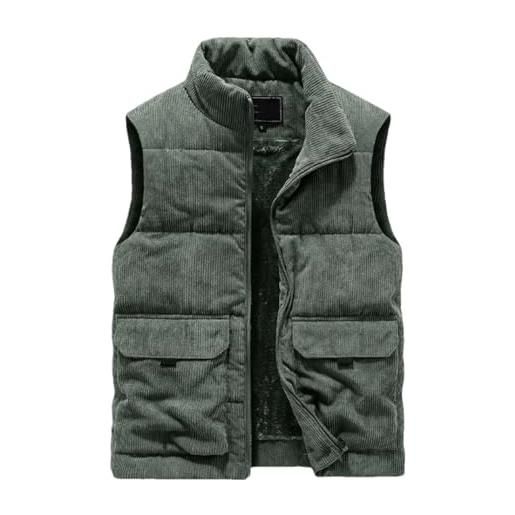 Haitpant gilet di lana invernale da uomo in cotone imbottito giacca calda senza maniche cappotto colletto gilet velluto a coste outwear, esercito en8, 3xl